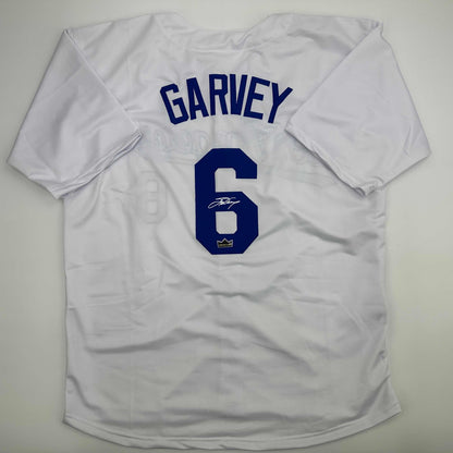Facsimile Autographed Steve Garvey Los Angeles LA White Reprint Laser Auto Baseball Jersey Size Men's XL