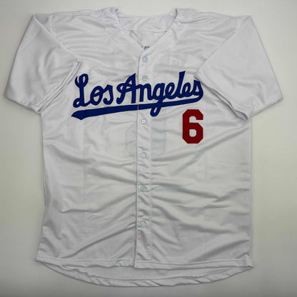 Facsimile Autographed Steve Garvey Los Angeles LA White Reprint Laser Auto Baseball Jersey Size Men's XL