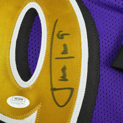 Autographed/Signed Justin Tucker Baltimore Purple Color Rush Football Jersey JSA COA