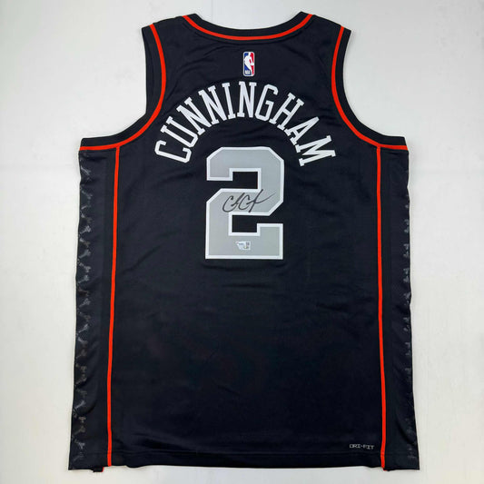 Autographed/Signed Cade Cunningham Detroit Pistons Black City Edition Authentic Basketball Jersey Fanatics COA