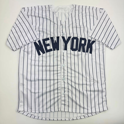 Autographed/Signed Devin Williams New York Pinstripe Baseball Jersey JSA COA