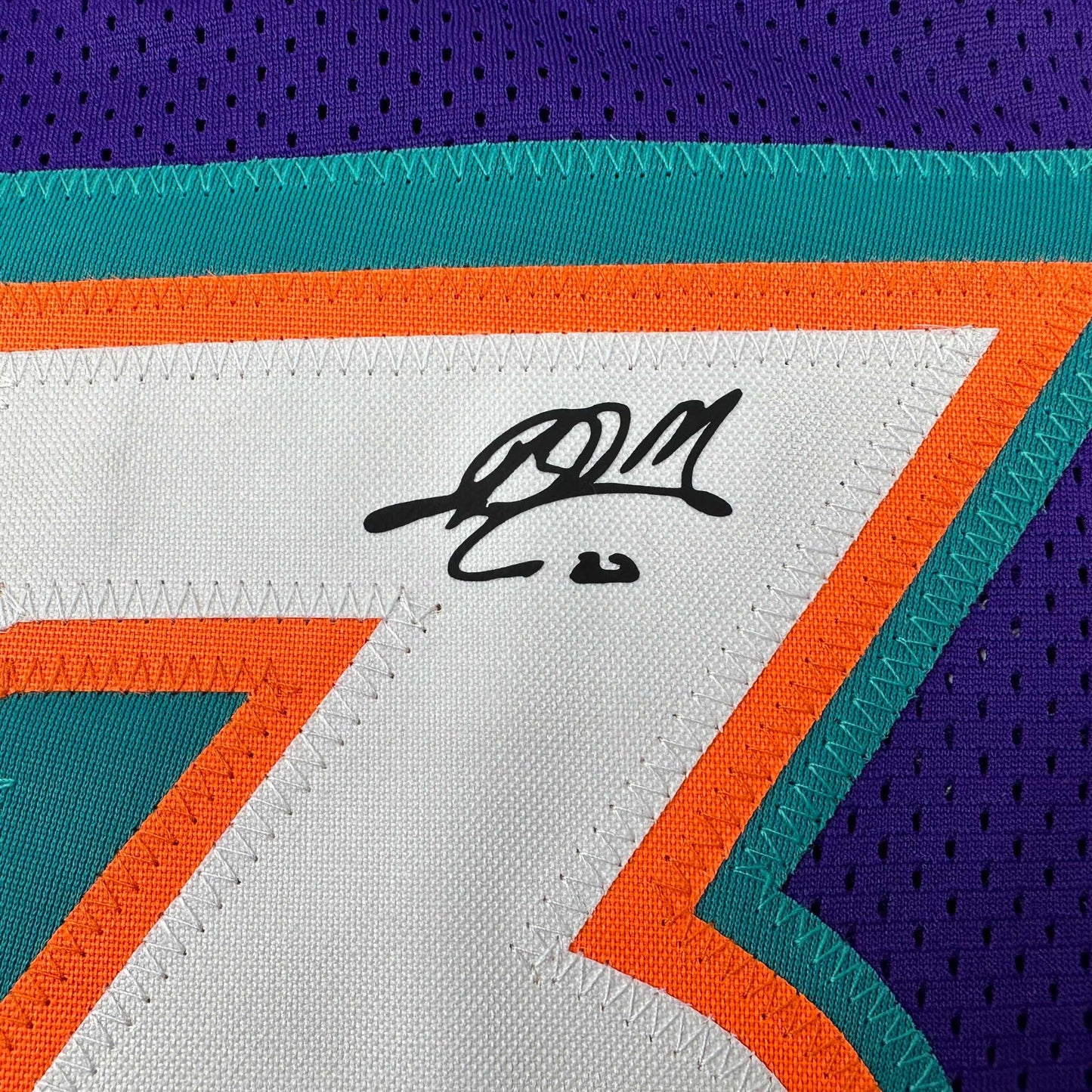 Facsimile Autographed Karl Malone Utah Purple Reprint Laser Auto Basketball Jersey Size Men's XL