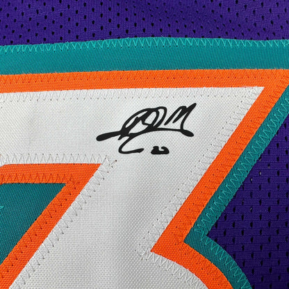 Facsimile Autographed Karl Malone Utah Purple Reprint Laser Auto Basketball Jersey Size Men's XL