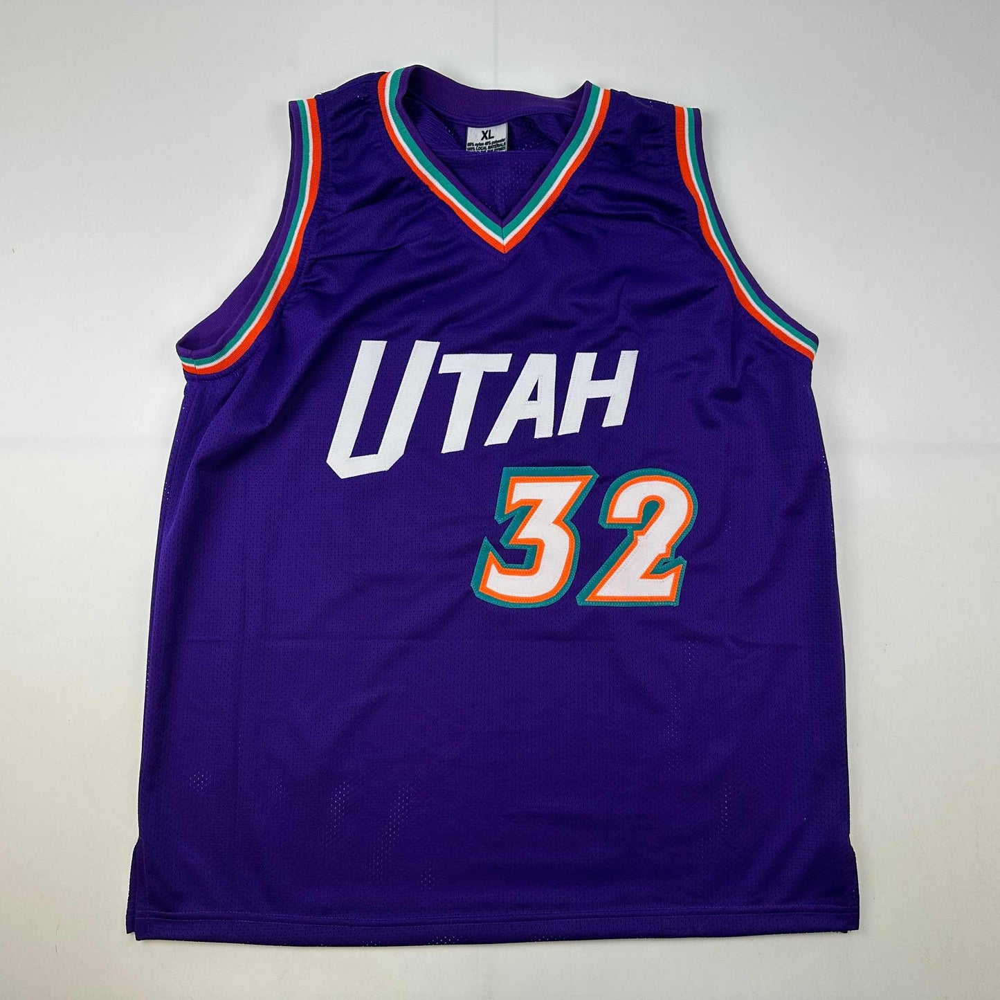 Facsimile Autographed Karl Malone Utah Purple Reprint Laser Auto Basketball Jersey Size Men's XL