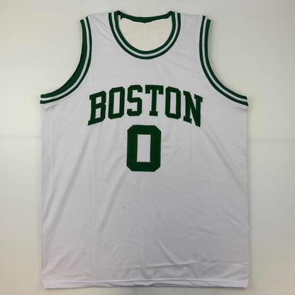 Facsimile Autographed Jayson Tatum Boston White Reprint Laser Auto Basketball Jersey Size Men's XL