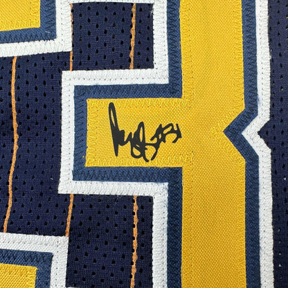 Facsimile Autographed Reggie Miller Indiana Blue Pinstripe Reprint Laser Auto Basketball Jersey Size Men's XL