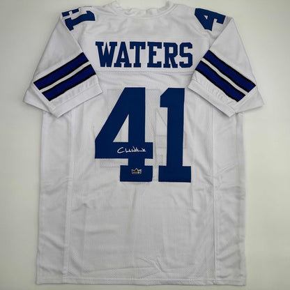 Facsimile Autographed Charlie Waters Dallas White Reprint Laser Auto Football Jersey Size Men's XL