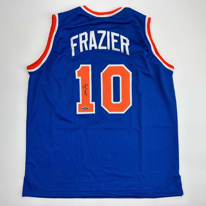 Facsimile Autographed Walt Frazier New York Blue Reprint Laser Auto Basketball Jersey Size Men's XL