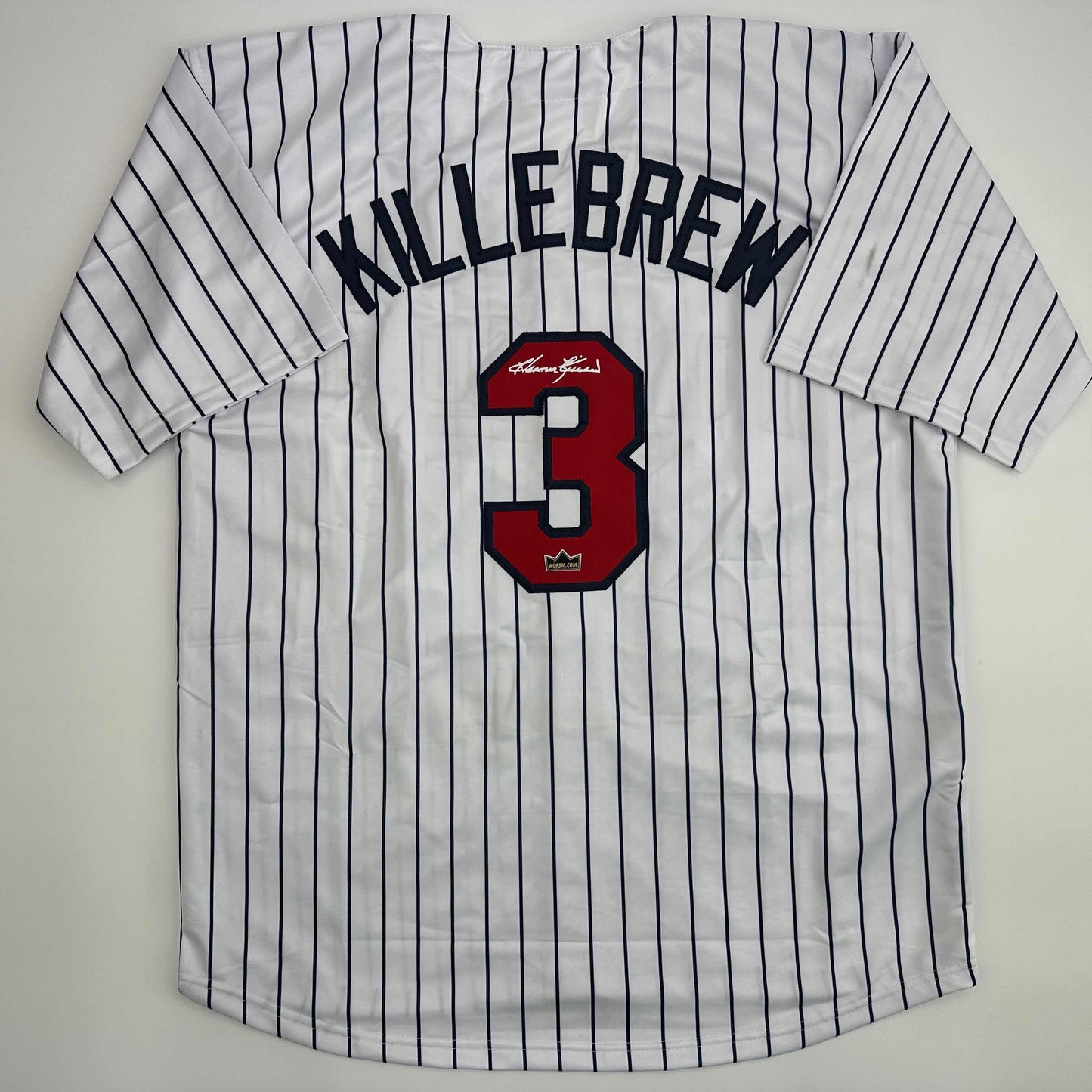 Facsimile Autographed Harmon Killebrew Minnesota Pinstripe Reprint Laser Auto Baseball Jersey Size Men's XL