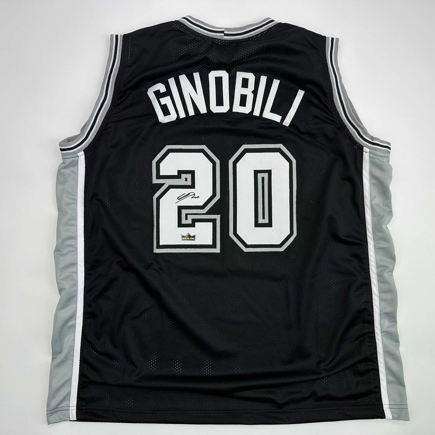 Facsimile Autographed Manu Ginobili San Antonio Black Reprint Laser Auto Basketball Jersey Size Men's XL