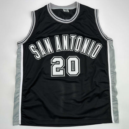 Facsimile Autographed Manu Ginobili San Antonio Black Reprint Laser Auto Basketball Jersey Size Men's XL