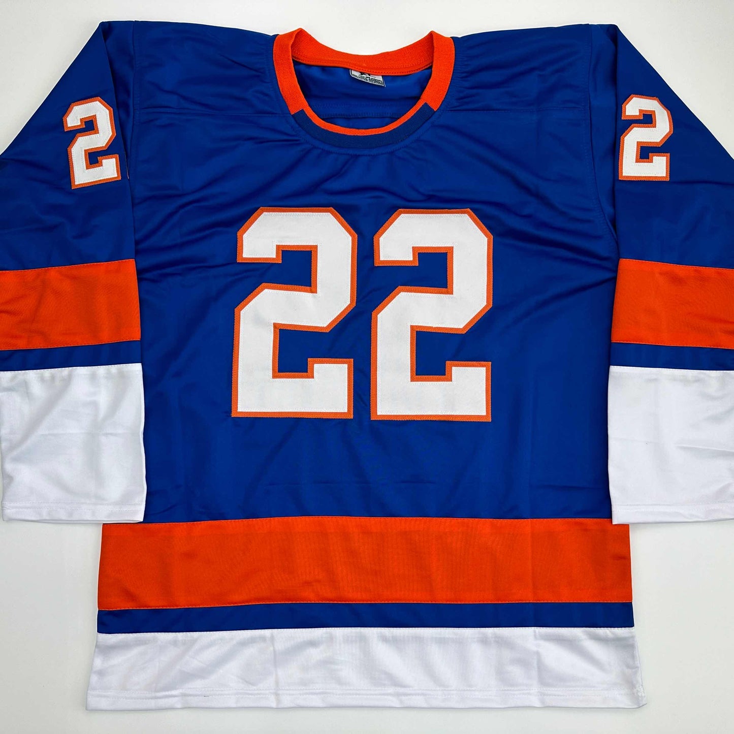 Facsimile Autographed Mike Bossy New York Blue Reprint Laser Auto Hockey Jersey Size Men's XL