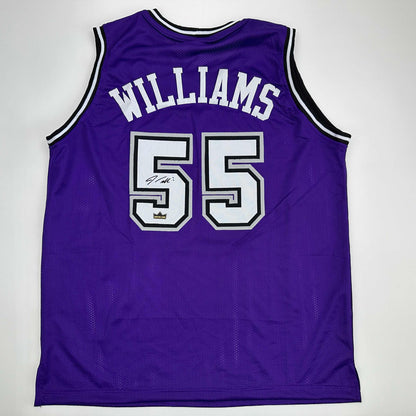 Facsimile Autographed Jason Williams Sacramento Purple Reprint Laser Auto Basketball Jersey Size Men's XL
