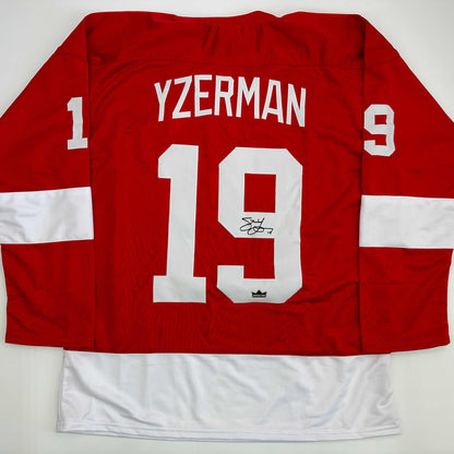 Facsimile Autographed Steve Yzerman Detroit Red Reprint Laser Auto Hockey Jersey Size Men's XL