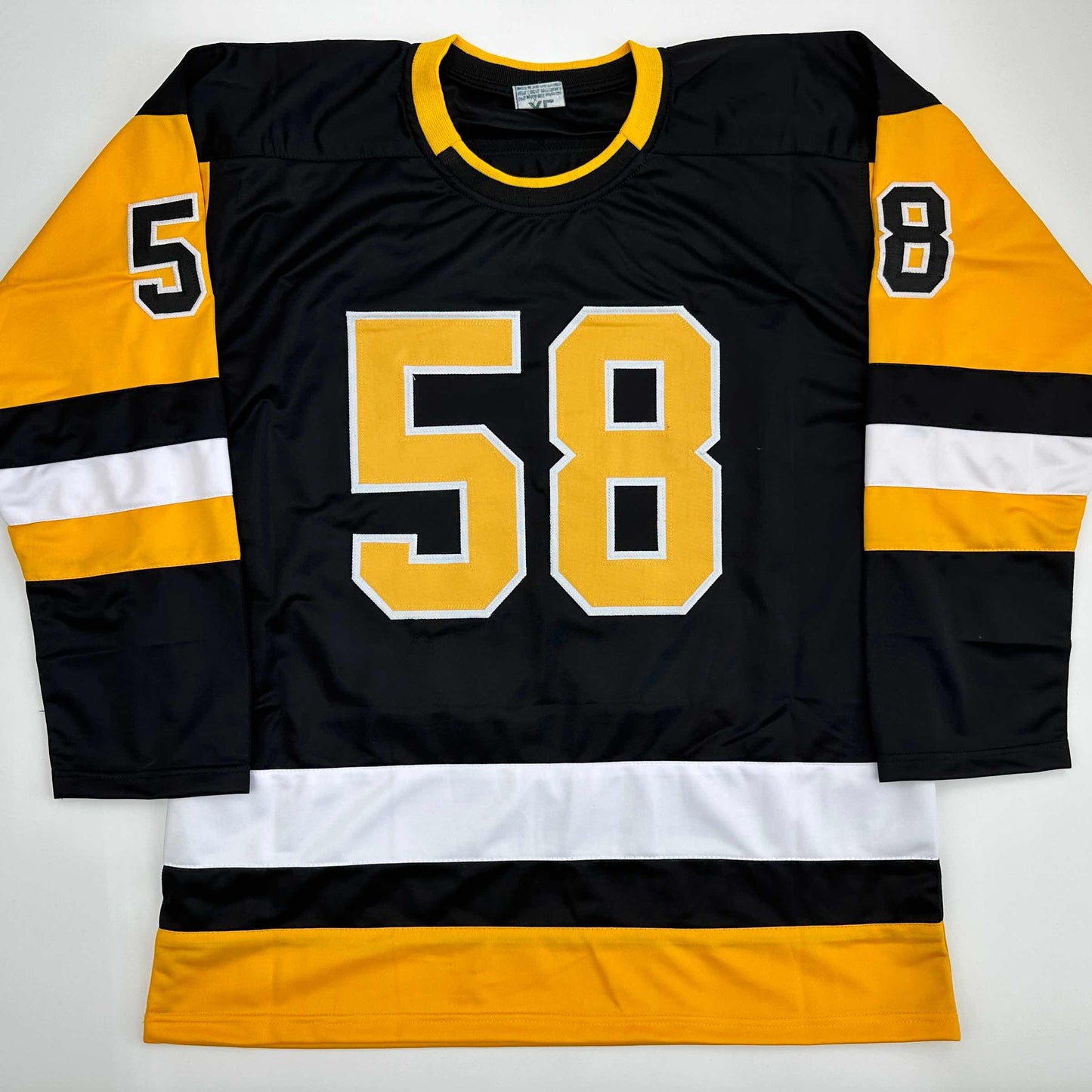 Facsimile Autographed Kris Letang Pittsburgh Black Reprint Laser Auto Hockey Jersey Size Men's XL