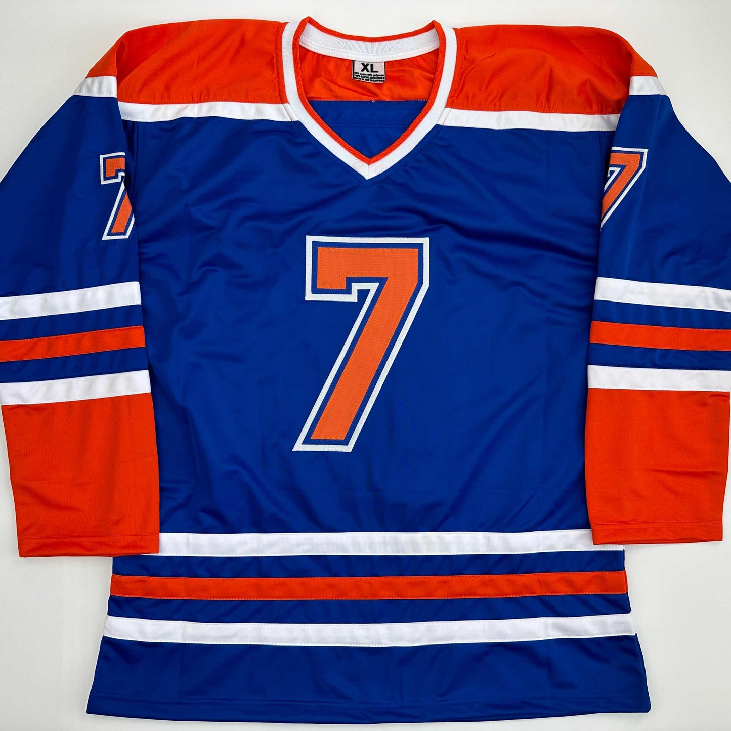 Facsimile Autographed Paul Coffey Edmonton Blue Reprint Laser Auto Hockey Jersey Size Men's XL