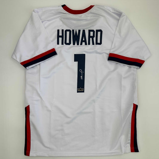 Facsimile Autographed Tim Howard United States USA White World Cup Reprint Laser Auto Soccer Jersey Size Men's XL