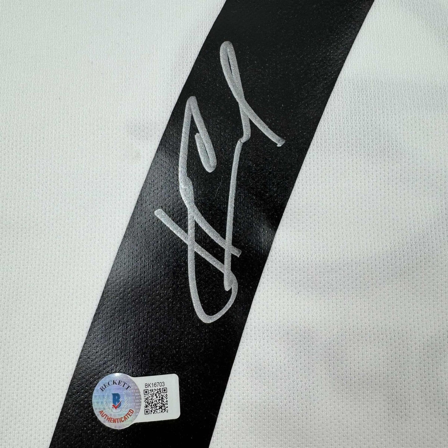 Framed Autographed/Signed Andriy Shevchenko 35x39 AC Milan White Soccer Futbol Jersey Beckett BAS COA