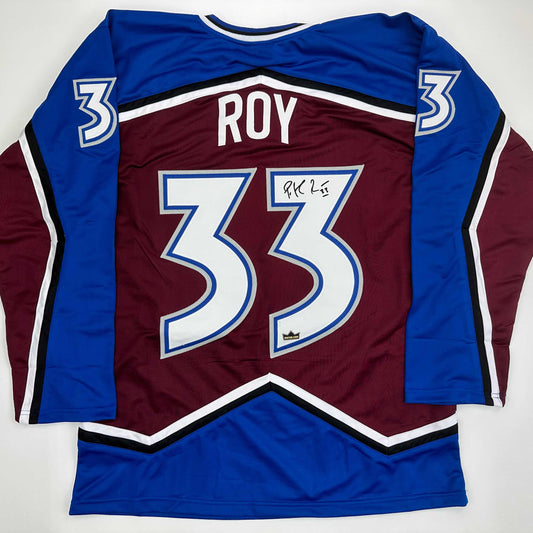 Facsimile Autographed Patrick Roy Colorado Maroon Reprint Laser Auto Hockey Jersey Size Men's XL