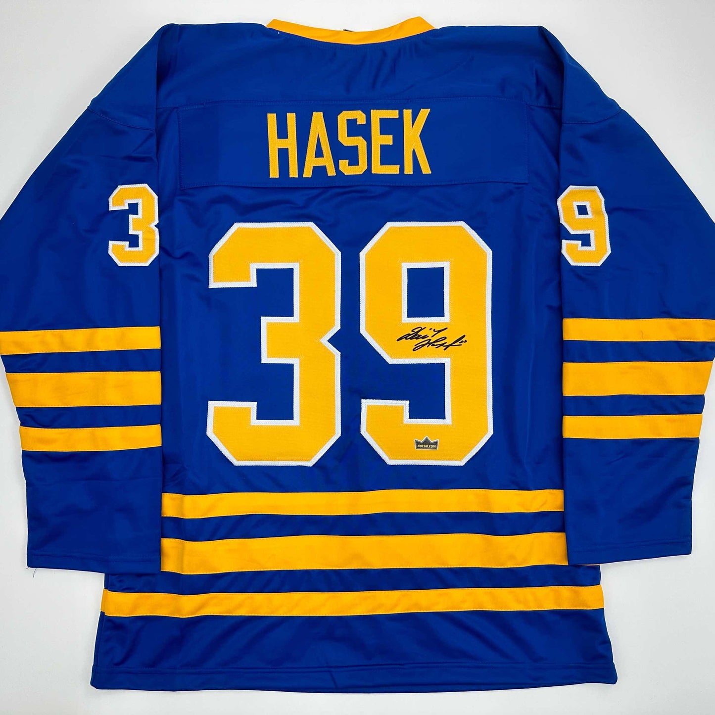 Facsimile Autographed Dominik Hasek Buffalo Blue Reprint Laser Auto Hockey Jersey Size Men's XL