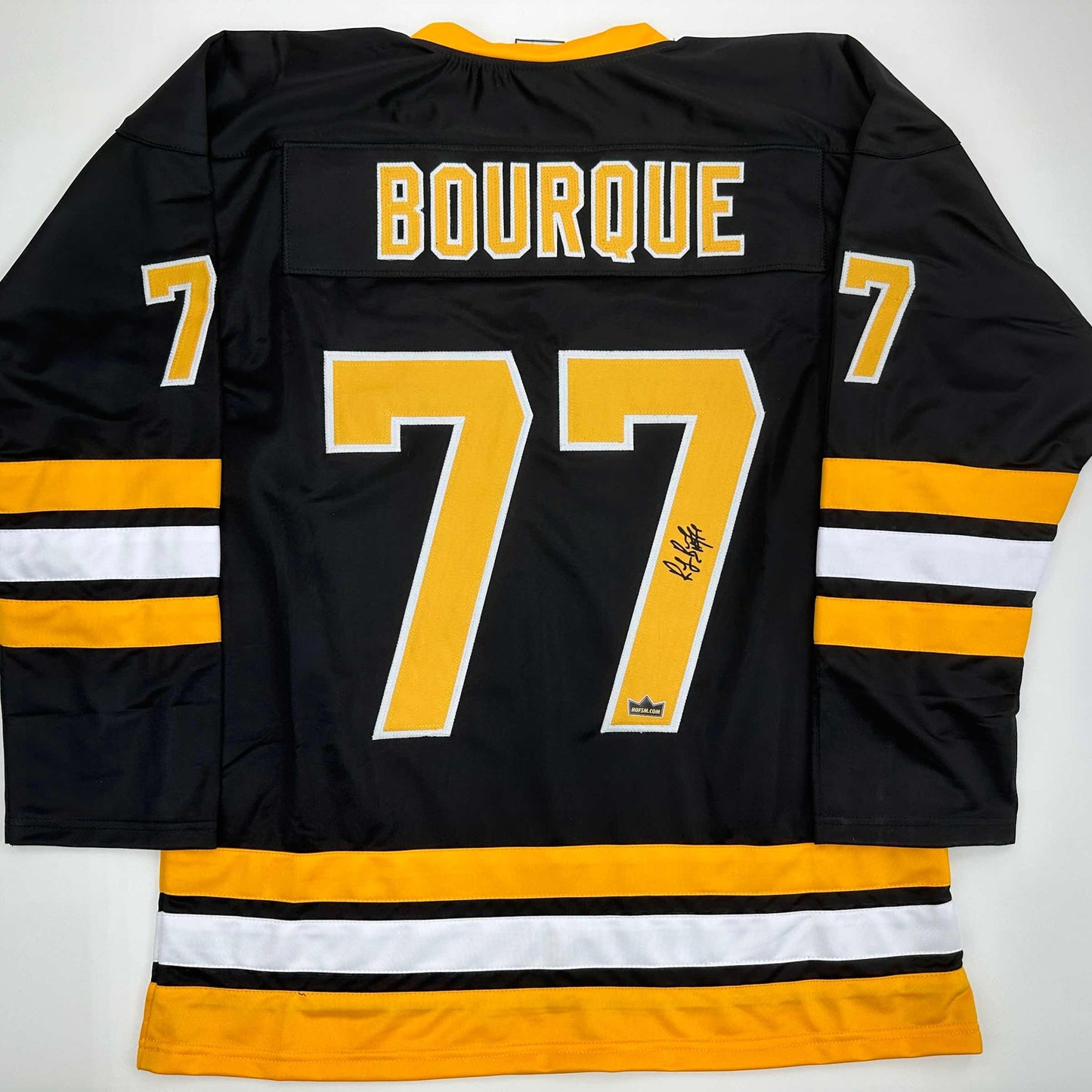 Facsimile Autographed Ray Bourque Boston Black Reprint Laser Auto Hockey Jersey Size Men's XL