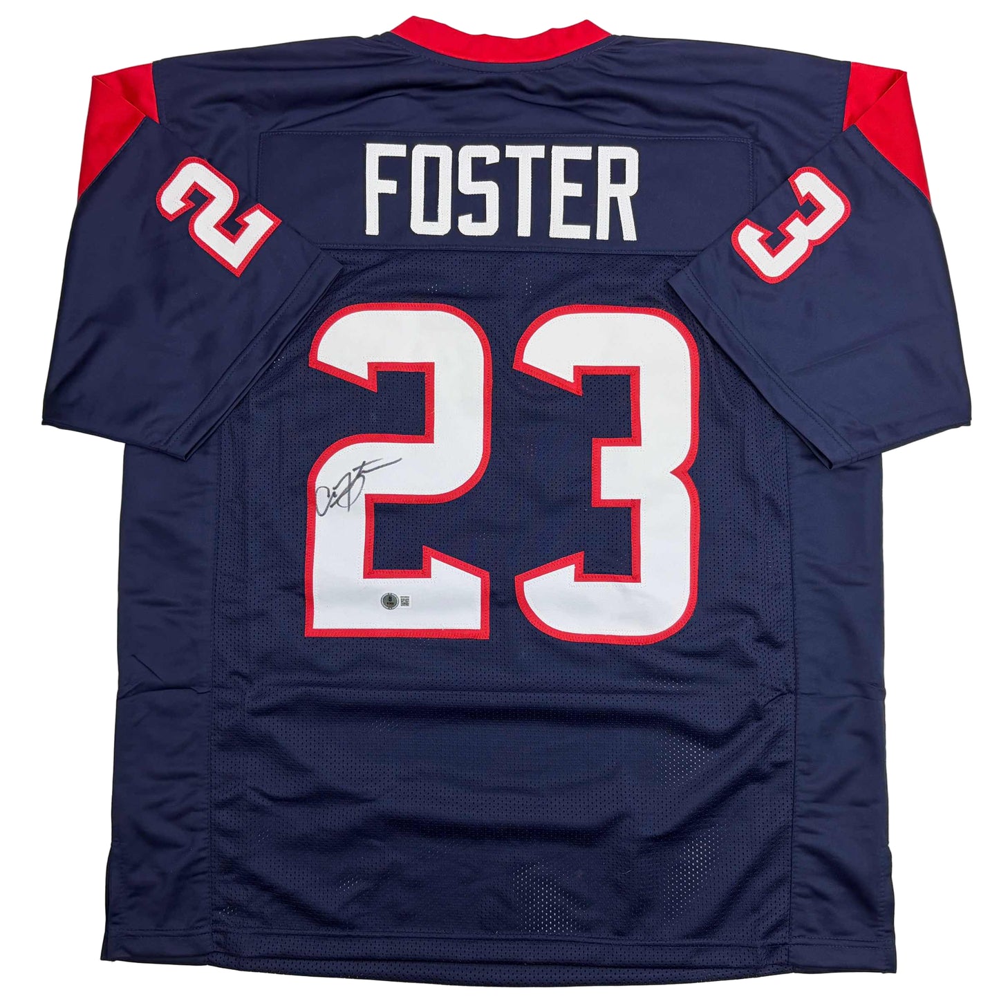 Autographed/Signed Arian Foster Houston Blue Football Jersey Beckett BAS COA
