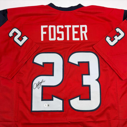 Autographed/Signed Arian Foster Houston Red Football Jersey Beckett BAS COA
