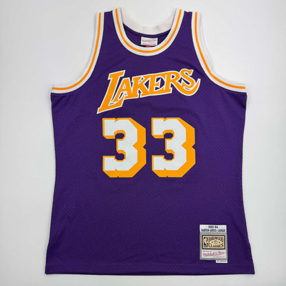 Autographed/Signed Kareem Abdul-Jabbar Los Angeles Lakers Mitchell & Ness Purple Basketball Jersey Fanatics COA
