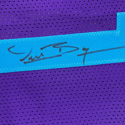 Autographed/Signed Muggsy Bogues Charlotte Purple Modern Basketball Jersey Beckett BAS COA