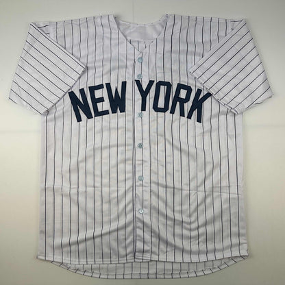 Facsimile Autographed Lou Gehrig New York Pinstripe Reprint Laser Auto Baseball Jersey Size Men's XL