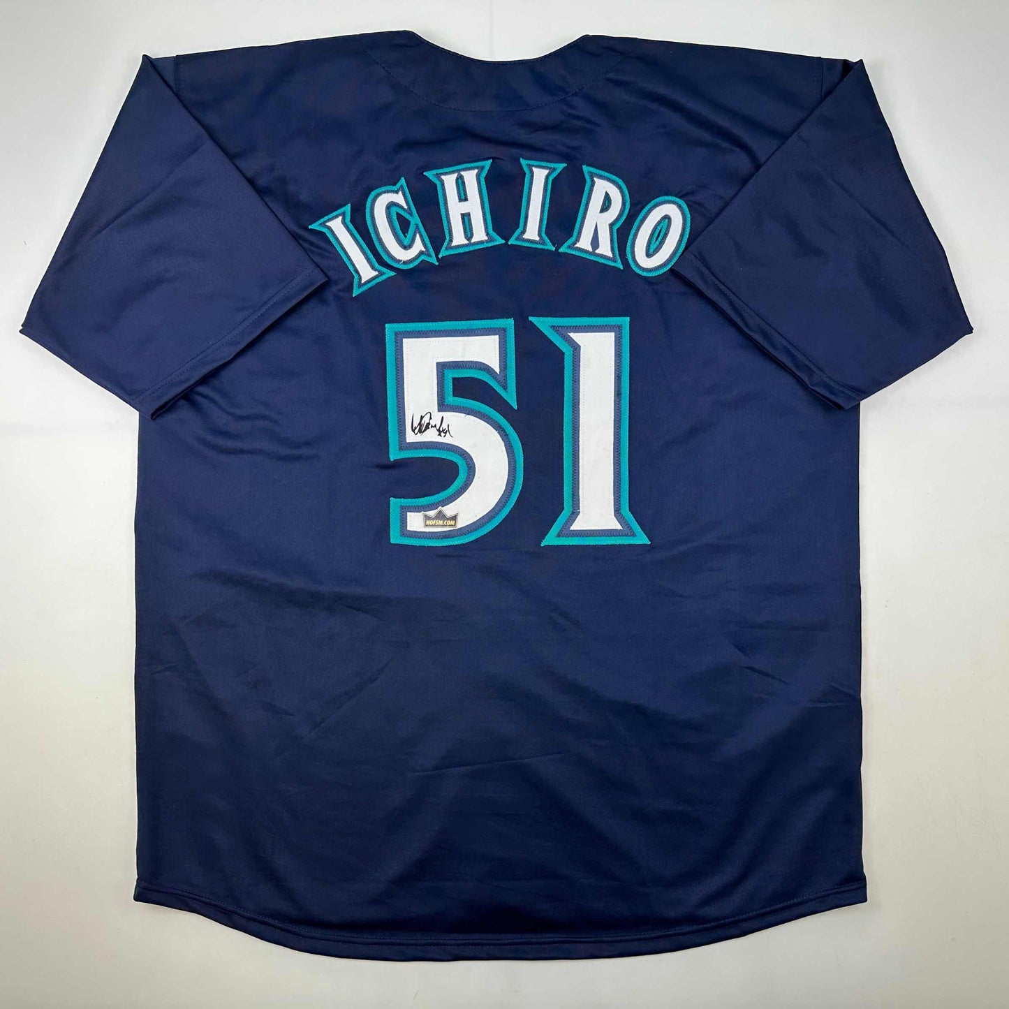 Facsimile Autographed Ichiro Suzuki Seattle Blue Reprint Laser Auto Baseball Jersey Size Men's XL