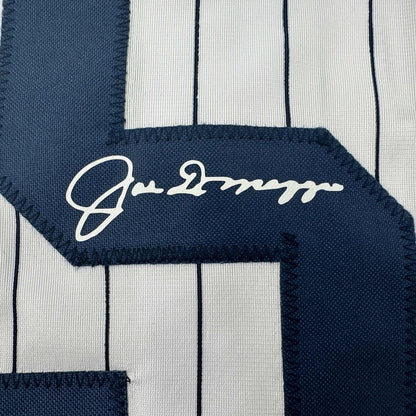 Facsimile Autographed Joe DiMaggio New York Pinstripe Reprint Laser Auto Baseball Jersey Size Men's XL