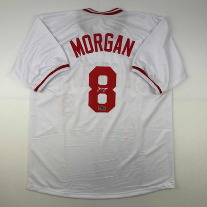 Facsimile Autographed Joe Morgan Cincinnati White Reprint Laser Auto Baseball Jersey Size Men's XL