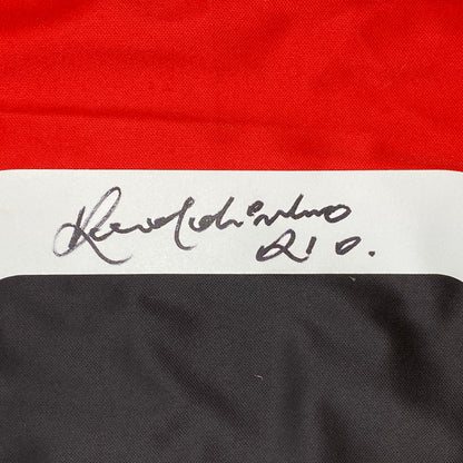 Autographed/Signed Ronaldinho AC Milan Red/Black Soccer Futbol Jersey Beckett BAS COA