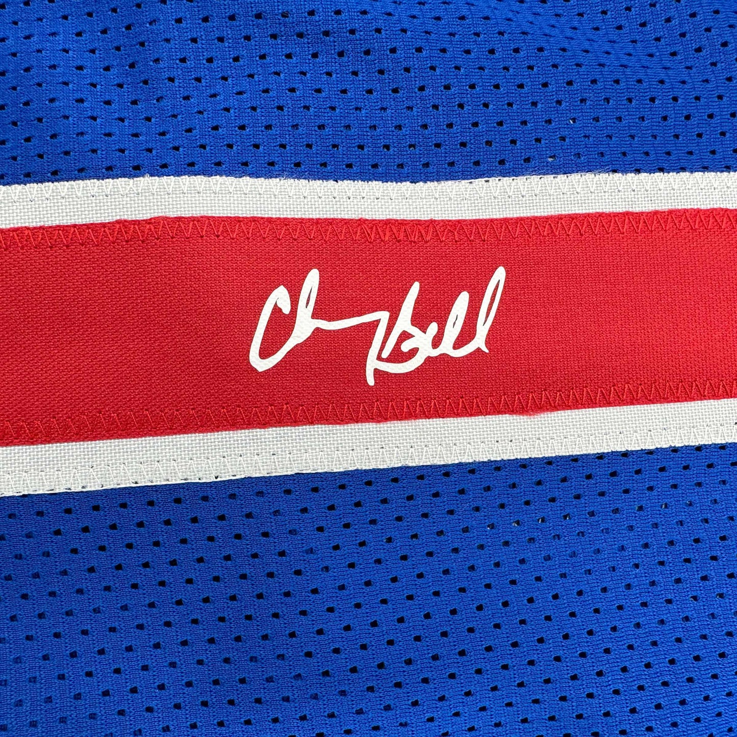 Framed Facsimile Autographed Chauncey Billups 35x39 Detroit Blue Reprint Laser Auto Basketball Jersey