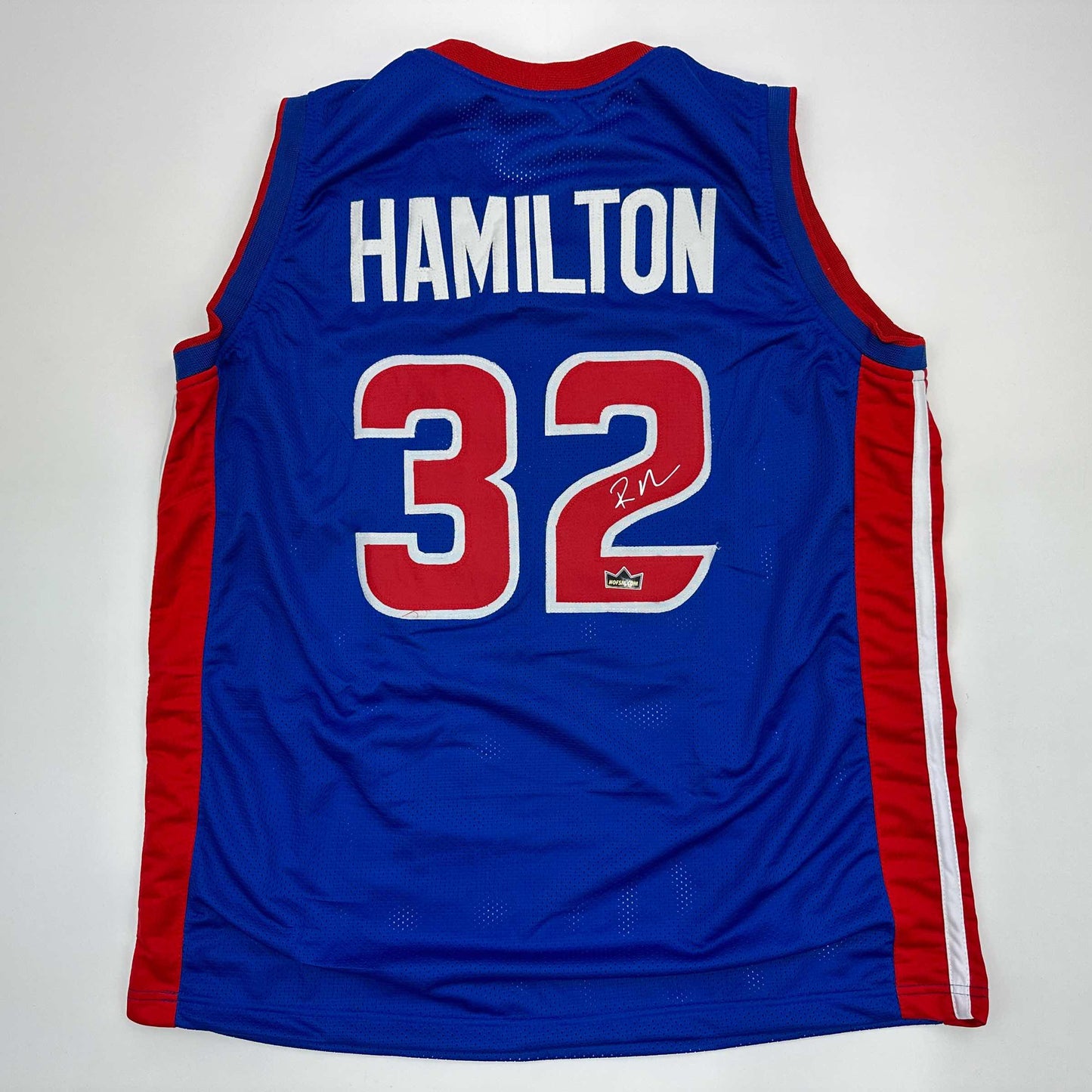 Facsimile Autographed Richard Hamilton Detroit Blue Reprint Laser Auto Basketball Jersey Size Men's XL