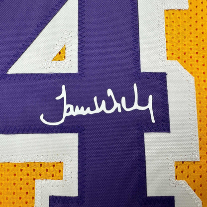 Facsimile Autographed James Worthy Los Angeles LA Yellow Reprint Laser Auto Basketball Jersey Size Men's XL