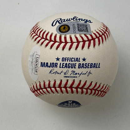 Autographed/Signed Christian Yelich Yeli 2018 NL MVP Rawlings Official Major League Baseball ROML JSA COA
