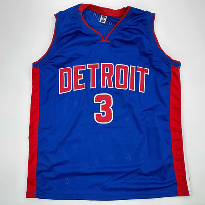 Facsimile Autographed Ben Wallace Detroit Blue Reprint Laser Auto Basketball Jersey Size Men's XL