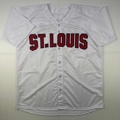 Facsimile Autographed Albert Pujols St. Louis White Reprint Laser Auto Baseball Jersey Size Men's XL