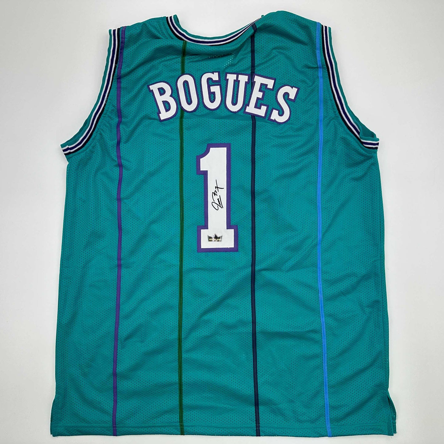 Facsimile Autographed Muggsy Bogues Charlotte Teal Reprint Laser Auto Basketball Jersey Size Men's XL