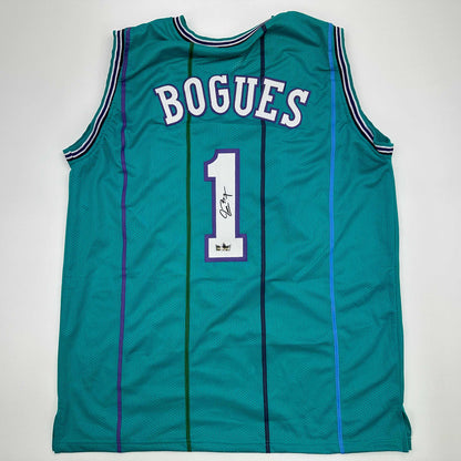 Facsimile Autographed Muggsy Bogues Charlotte Teal Reprint Laser Auto Basketball Jersey Size Men's XL