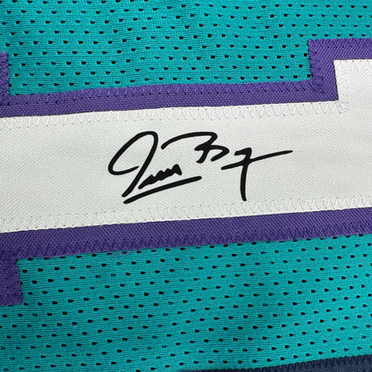 Framed Facsimile Autographed Muggsy Bogues 35x39 Charlotte Teal Reprint Laser Auto Basketball Jersey