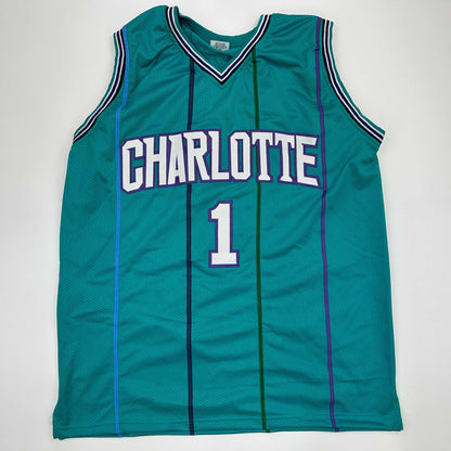 Facsimile Autographed Muggsy Bogues Charlotte Teal Reprint Laser Auto Basketball Jersey Size Men's XL