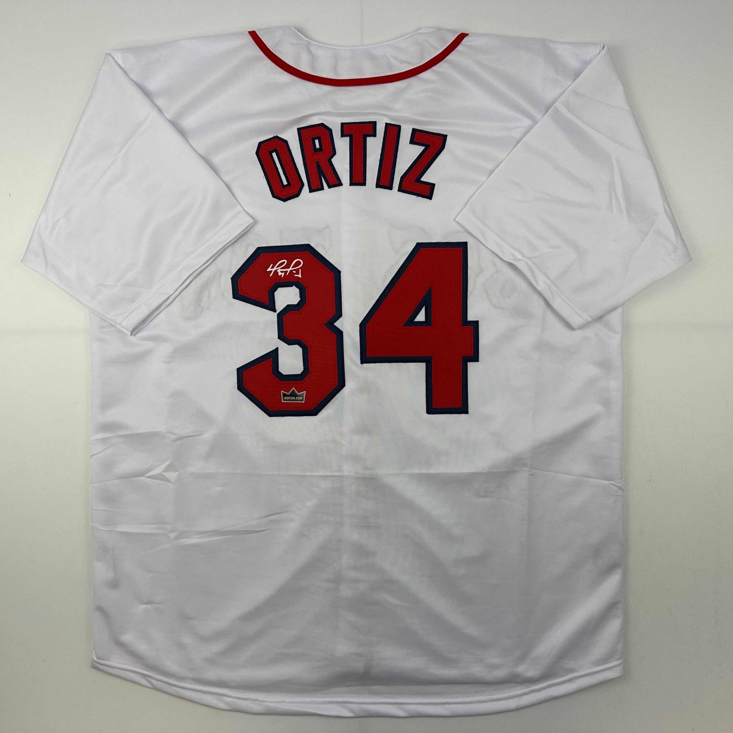 Facsimile Autographed David Ortiz Boston White Reprint Laser Auto Baseball Jersey Size Men's XL