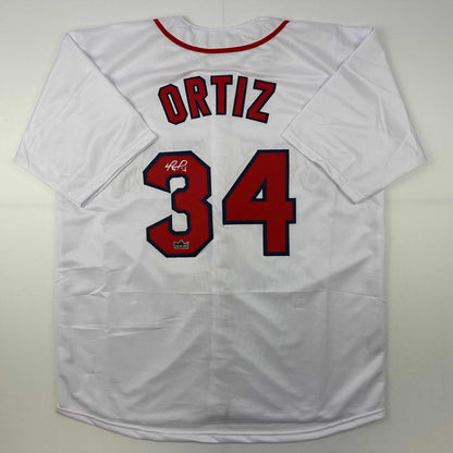 Facsimile Autographed David Ortiz Boston White Reprint Laser Auto Baseball Jersey Size Men's XL