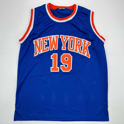 Facsimile Autographed Willis Reed New York Blue Reprint Laser Auto Basketball Jersey Size Men's XL