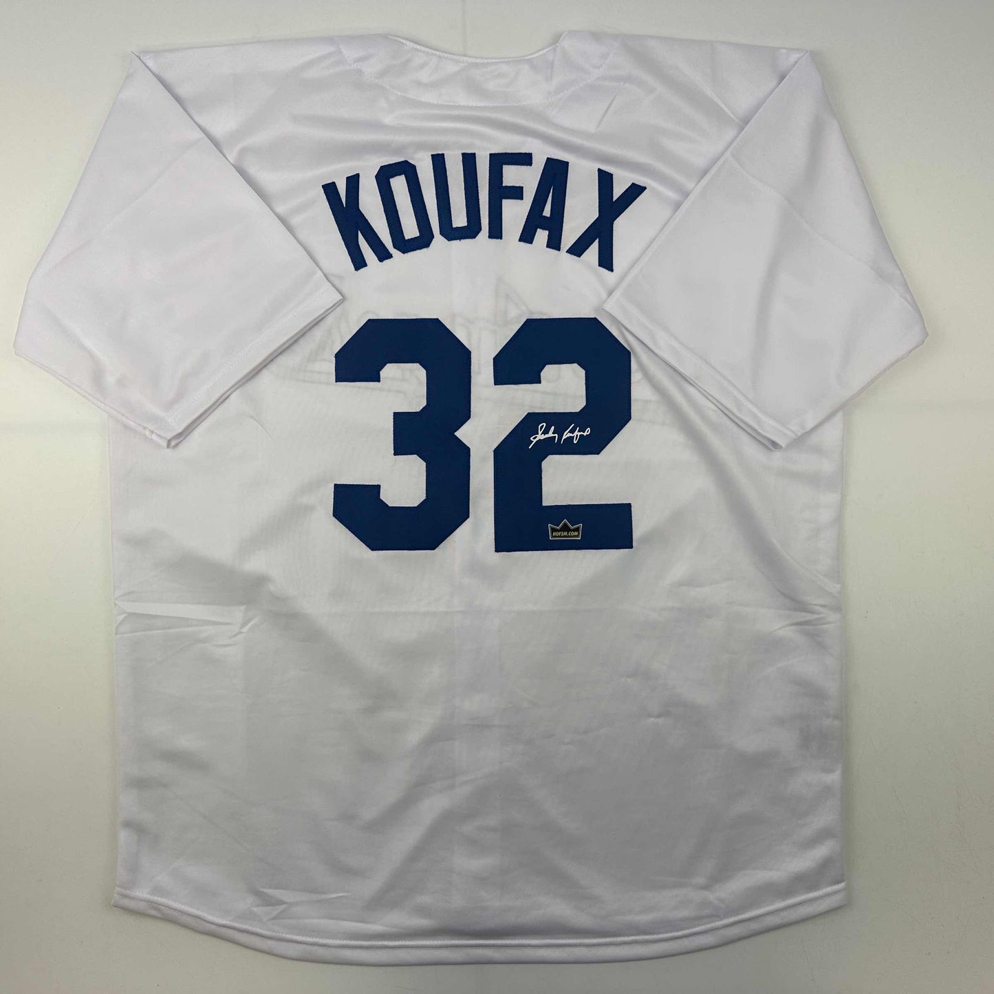 Facsimile Autographed Sandy Koufax Los Angeles LA White Reprint Laser Auto Baseball Jersey Size Men's XL