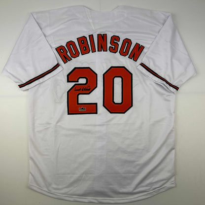Facsimile Autographed Frank Robinson Baltimore White Reprint Laser Auto Baseball Jersey Size Men's XL