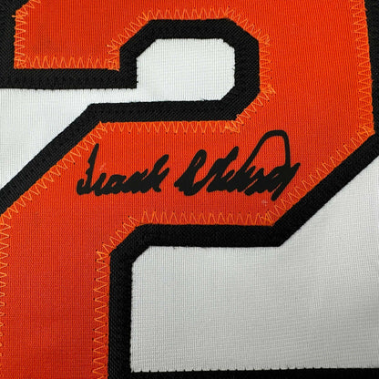Facsimile Autographed Frank Robinson Baltimore White Reprint Laser Auto Baseball Jersey Size Men's XL